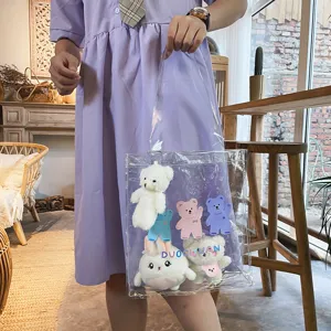 Japanischer Stil süße Cartoon Bär klare Umhängetasche PVC transparente Tasche Damen