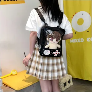 Mochila Ita transparente de PU linda japonesa para estudiantes soft girl moda diario