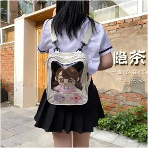 Mochila transparente de PU con diseño de consola de juegos estilo japonés lindo estudiante