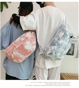 Borsa a tracolla in tela tie-dye in stile coreano, borsa casual per studenti.