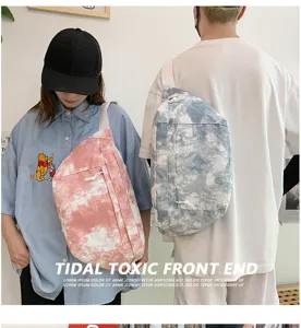 Borsa a tracolla in tela tie-dye stile coreano borsa casual grande capacità studenti