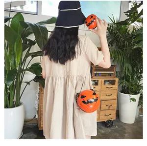 Halloween Pumpkin Crossbody Bag Acrylic Chain Shoulder Bag Funny Novelty Purse Gift