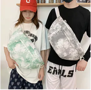 Borsa a tracolla in tela tie-dye stile coreano, grande capacità borsa casual per uso quotidiano.