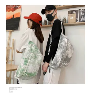 Borsa a tracolla in tela tie-dye stile coreano, grande capacità borsa casual per studenti.