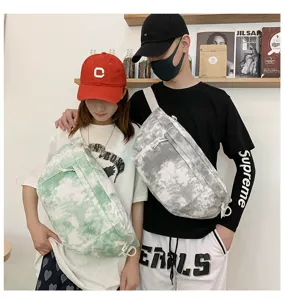 Borsa a tracolla in tela tie-dye stile coreano grande capacità borsa casual per studenti.