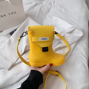 Sac à bandoulière jaune en forme de botte nouveauté pour femmes sac à main mignon drôle