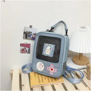 Mochila Ita transparente bonita estilo japonés de cuero PU para chicas diseño juego