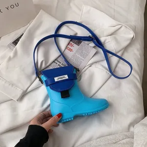 Sac à bandoulière en forme de botte de pluie créatif pour femmes, design nouveauté sac mignon.