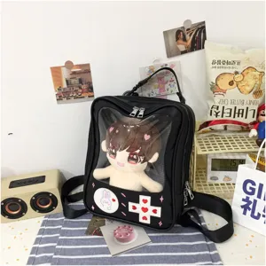 Mochila mini de PU transparente linda japonesa soft girl ita bag bolso escolar casual diario