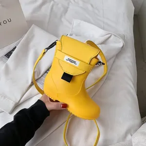 Sac bandoulière jaune en forme de botte de pluie, sac original créatif pour femmes, sac mignon.