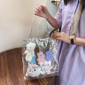 Japanischer Stil süßer Cartoon-Druck transparente PVC Umhängetasche für Damen und Studenten.