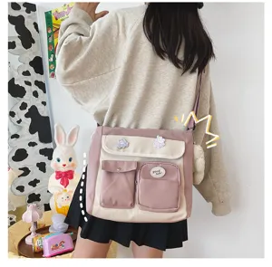 Canvas student sweet style canvas messenger bag crossbody aesthetic shoulder bag style