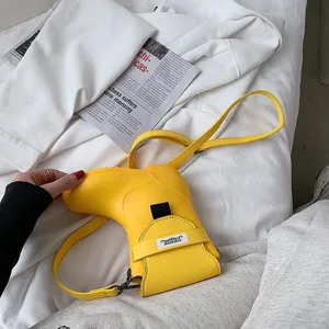 Sac bandoulière créatif en forme de bottes jaunes, sac élégant en cuir PU pour femmes