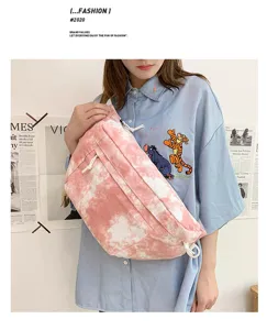 Borsa a tracolla in tela tie-dye stile coreano grande capacità borsa casual da donna rosa