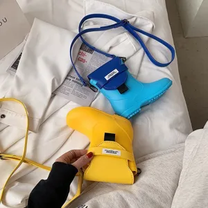 Sac bandoulière créatif en forme de botte de pluie, joli sac à main en cuir PU