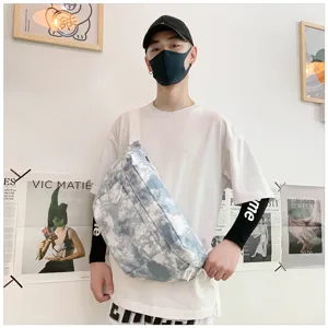 Borsa a tracolla in tela tie-dye stile coreano, grande borsa casual per uomini e donne.