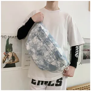 Borsa a tracolla in tela tie dye stile coreano grande capacità borsa casual