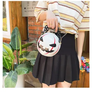 Halloween Pumpkin Devil Round Acrylic Chain Crossbody Bag Fashionable Women Novelty Handbag
