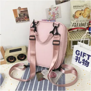 Mochila rosa de PU bolso escolar informal lindo daypack de estudiante estilo japonés chic