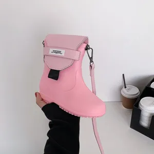 Sac bandoulière rose créatif botte de pluie mignon sac d'épaule fantaisie femmes