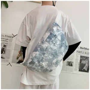 Borsa a tracolla in tela tie-dye casual coreana grande capacità per studenti