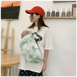 Borsa a tracolla in tela tie-dye stile coreano, grande borsa casual giapponese per studenti.