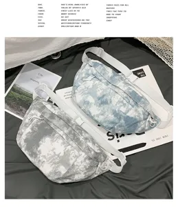 Borsa a tracolla in tela tie-dye stile coreano ins, borsa da petto casual di grande capacità
