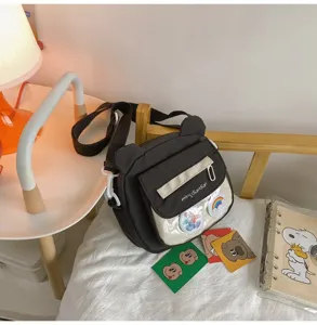 Japanischer Vintage süßer Bär Umhängetasche weiches Mädchen Student Schultertasche Segeltuch