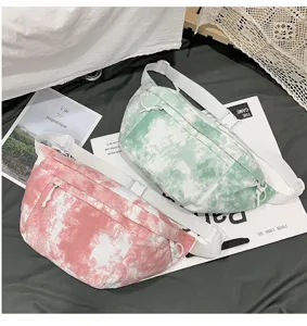 Borsa a tracolla in tela tie-dye in stile ins coreano, grande borsa casual per studenti.
