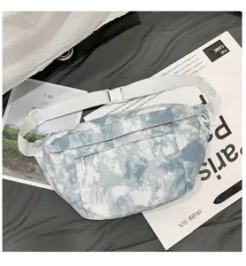 Borsa a tracolla in tela tie-dye stile coreano, grande capacità borsa casual.