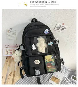 Ιαπωνικό στυλ ins χαριτωμένη μαθητική διάφανη τσάντα πλάτης casual λεπτομέρεια