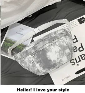 Borsa a tracolla in tela tie-dye stile coreano grande borsa casual per studenti