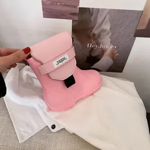 Sac bandoulière rose mignon en forme de botte pour femme, sac à main en cuir PU chic.