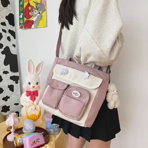 Korean style ulzzang canvas crossbody bag vintage casual student shoulder messenger bag