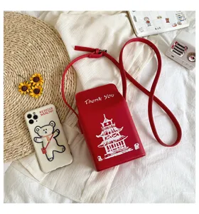 Borsa a tracolla in pelle PU con stampa pagoda cinese, elegante borsa da giorno