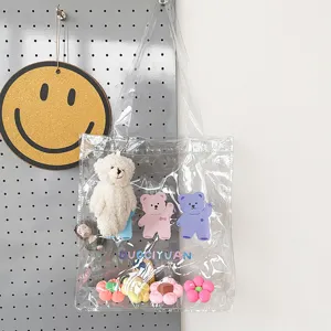 Niedliche transparente Schultertasche mit flauschigem Bärenanhänger für Damen und Mädchen