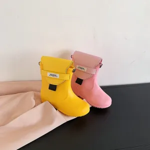 Joli sac à bandoulière en forme de botte nouveauté créative jaune rose pour femmes