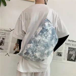Borsa a tracolla in tela tie-dye casual, grande capacità borsa spalla per studenti giapponesi.