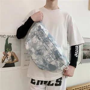 Borsa a tracolla in tela tie-dye stile coreano grande capacita per studenti giornaliera
