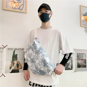 Grande borsa a tracolla in tela tie-dye, stile casual giapponese per studenti e uso quotidiano.