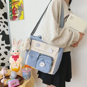 Korean style canvas crossbody bag aesthetic casual messenger bag for student daily use