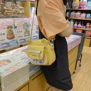 Süße japanische Bär Canvas Umhängetasche für Damen, schöne kawaii kleine Schultertasche.