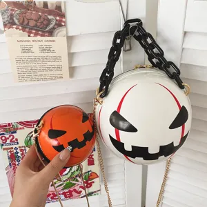 Halloween round crossbody bag set cute devil and pumpkin PU leather chain bags