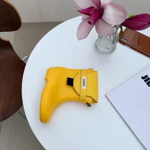 Sac bandoulière créatif en forme de botte jaune, sac original amusant pour femmes.
