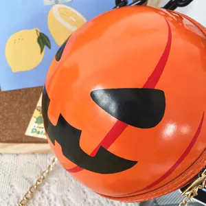 Halloween pumpkin devil round acrylic chain crossbody bag fashion funny shoulder handbag