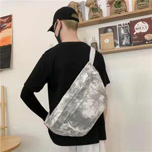 Borsa a tracolla in tela tie-dye in stile coreano, borsa casual di grande capacità.