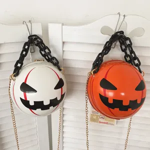 Halloween pumpkin devil round acrylic chain shoulder bag fashion novelty crossbody bag