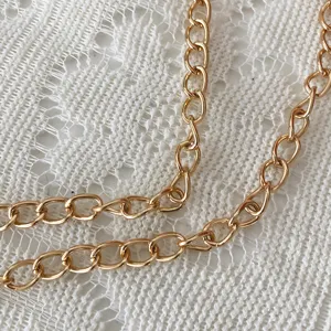 Gold metal chain strap detail, stylish accessory replacement for women handbag crossbody.