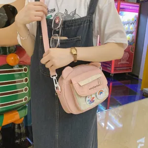 Kawaii Teddybär Geformte Nylon Umhängetasche Für Damen Japanischer Retro-Stil Kleine Student Schultertasche Mit Transparenter Tasche