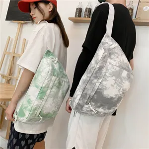 Borsa a tracolla in tela stile coreano minimalista, grande borsa a spalla tie-dye per studenti.